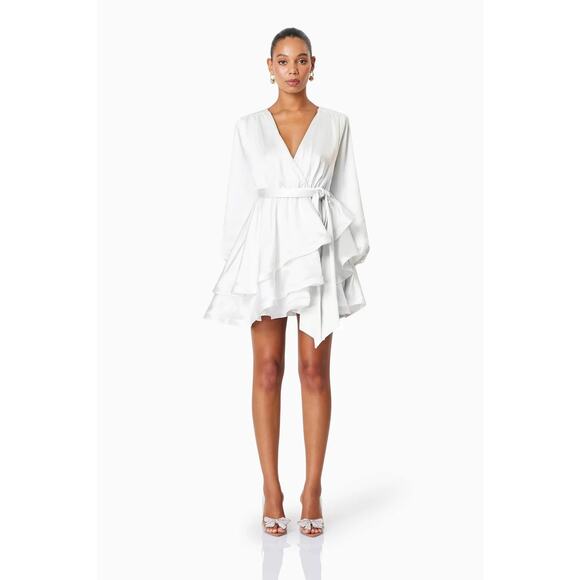 NEW NWT Elliatt Clementine Mini Dress White Long Sleeve Size Medium - Picture 1 of 8